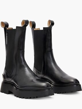 AllSaints Amber Leather Chelsea Boots Black Lug Sole EU 36 / US 6